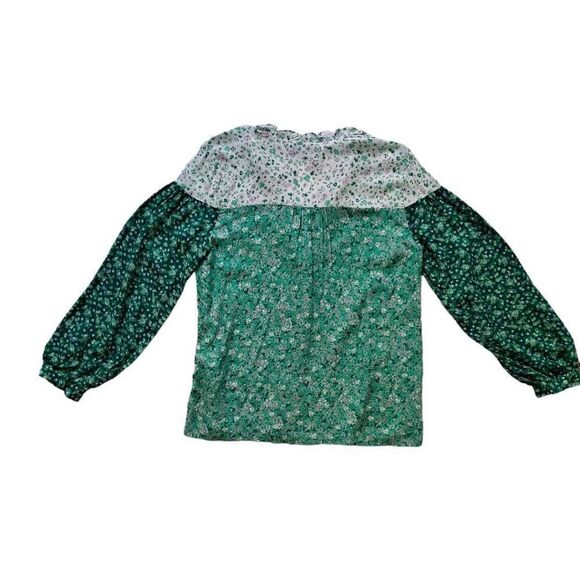 Zara Button Front Top Multi Mint Green White Floral Medium - Picture 2 of 7